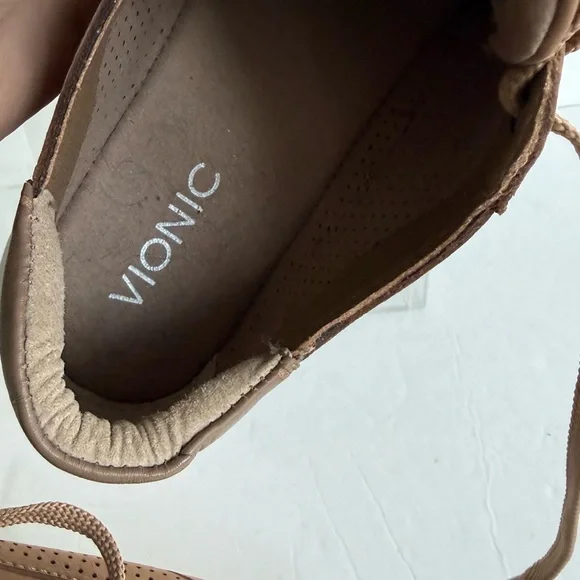 Vionic Womens Fresh Riley Lace Up Shoes Sneakers Brown Nubuck Leather 7.5 Vented - Picture 4 of 8